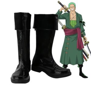 Chaussures de Cosplay One Piece Roronoa Zoro Bottes Militaires Noires