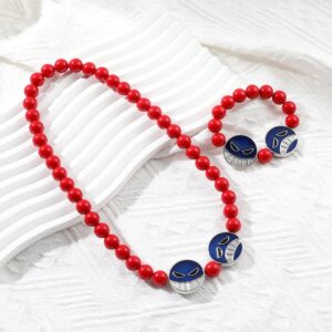 Pack Cosplay One Piece Portgas D. Ace Collier et Bracelet de Perles Rouges Double Tête