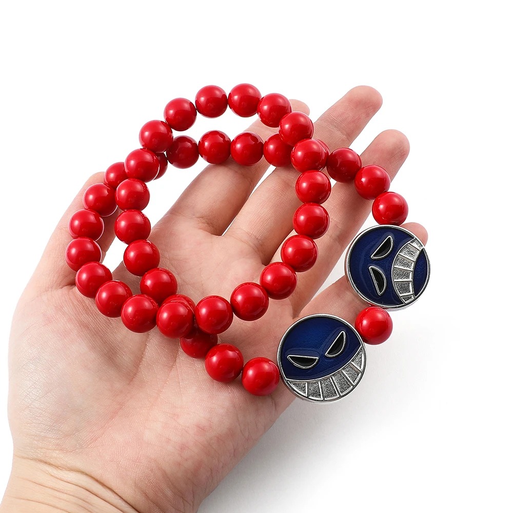 Collier de Perles Rouges à Double Tête de Portgas D Ace – Image 3