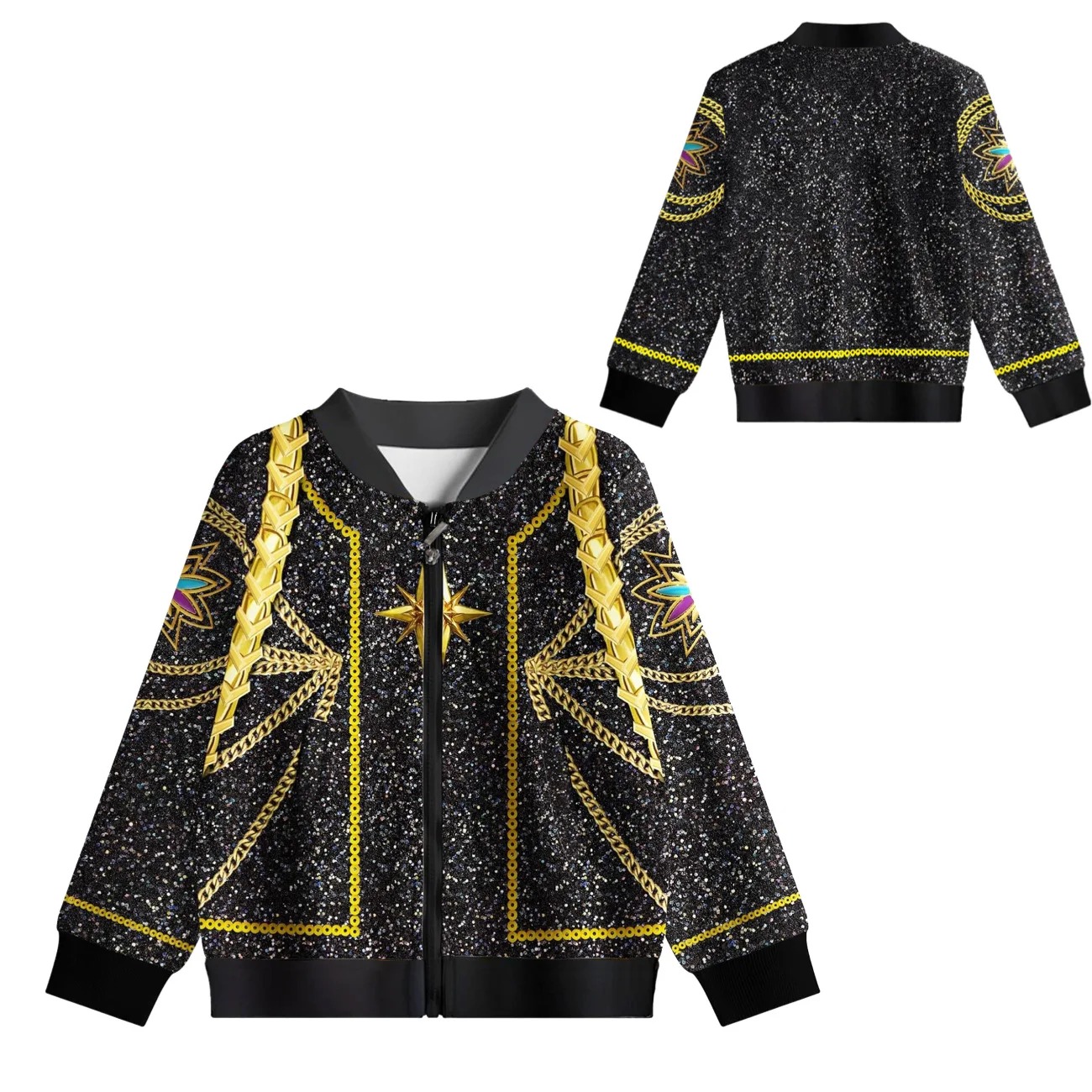 Blouson Enfant KPOP Demon Hunter Rumi Stella – Veste Noire et Dorée Inspirée du Film – Image 2
