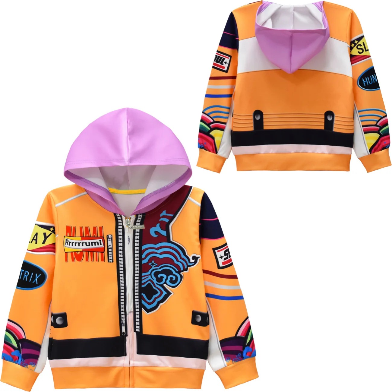 Sweat à Capuche Enfant KPOP Demon Hunter Rumi – Hoodie Orange Inspiré du Film – Image 2