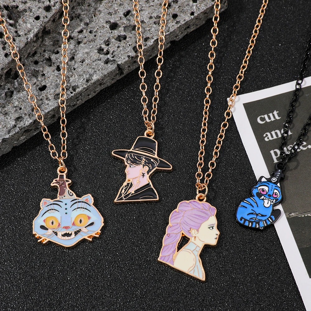 Collier Jeoseung Saja KPOP Demon Hunter – Pendentif émaillé doré inspiré du film animé – Image 3