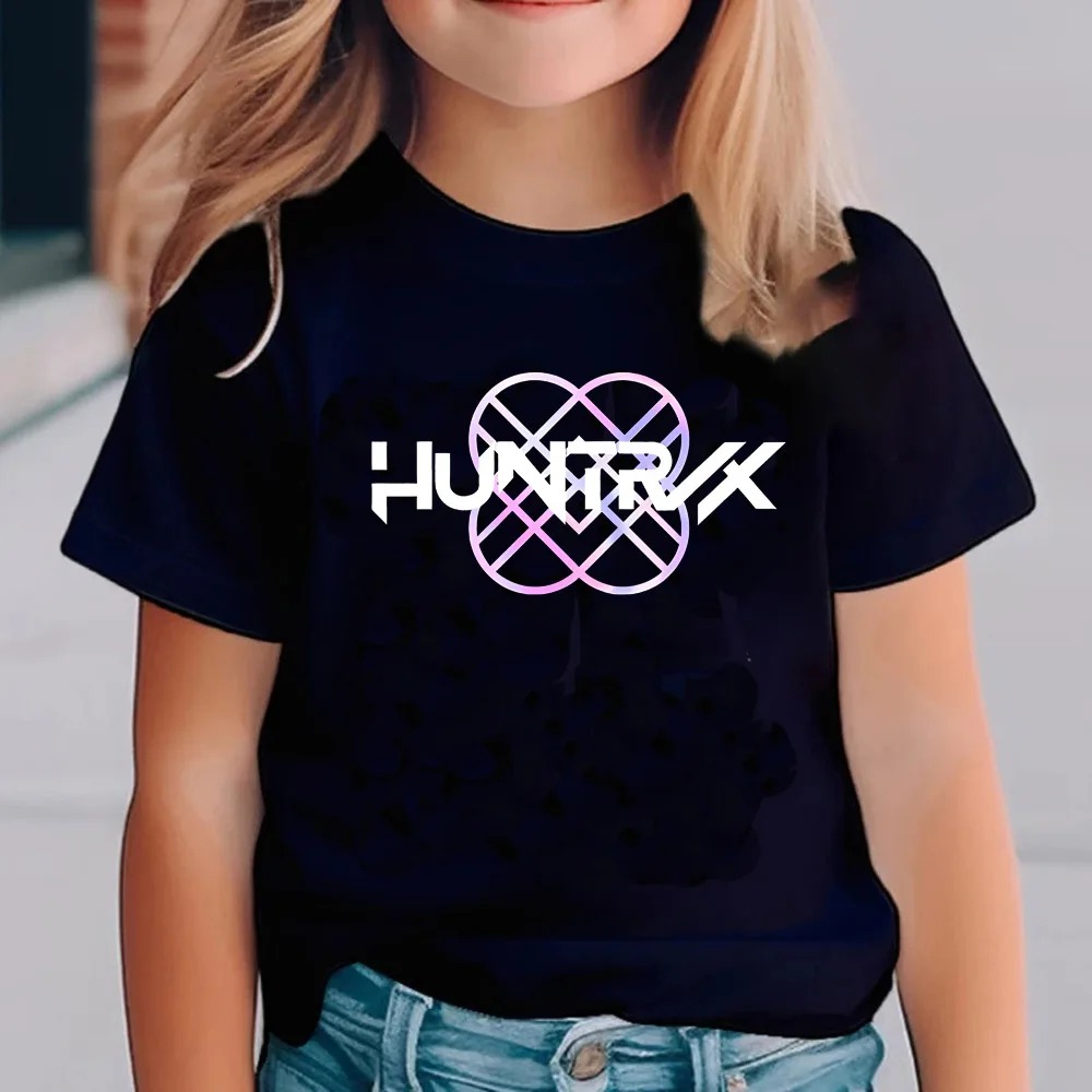 T-shirt Enfant KPOP Demon Hunter – Logo HUNTR/X Officiel | Style Minimaliste K-pop