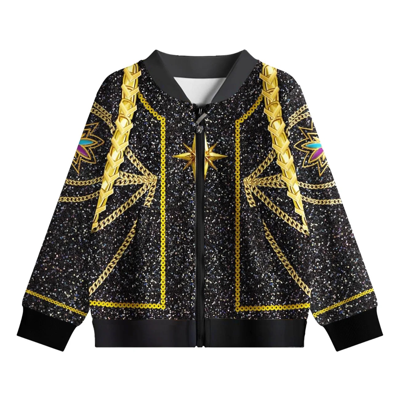 Ensemble Enfant KPOP Demon Hunter Rumi Stella – Veste et Pantalon Noir & Or Inspirés du Film – Image 2