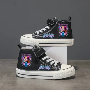 Chaussures en toile K-Pop Demon Hunters pour enfants – Baskets montantes noire