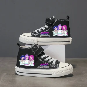 Chaussures en toile K-Pop Demon Hunters pour enfants – Baskets montantes noire