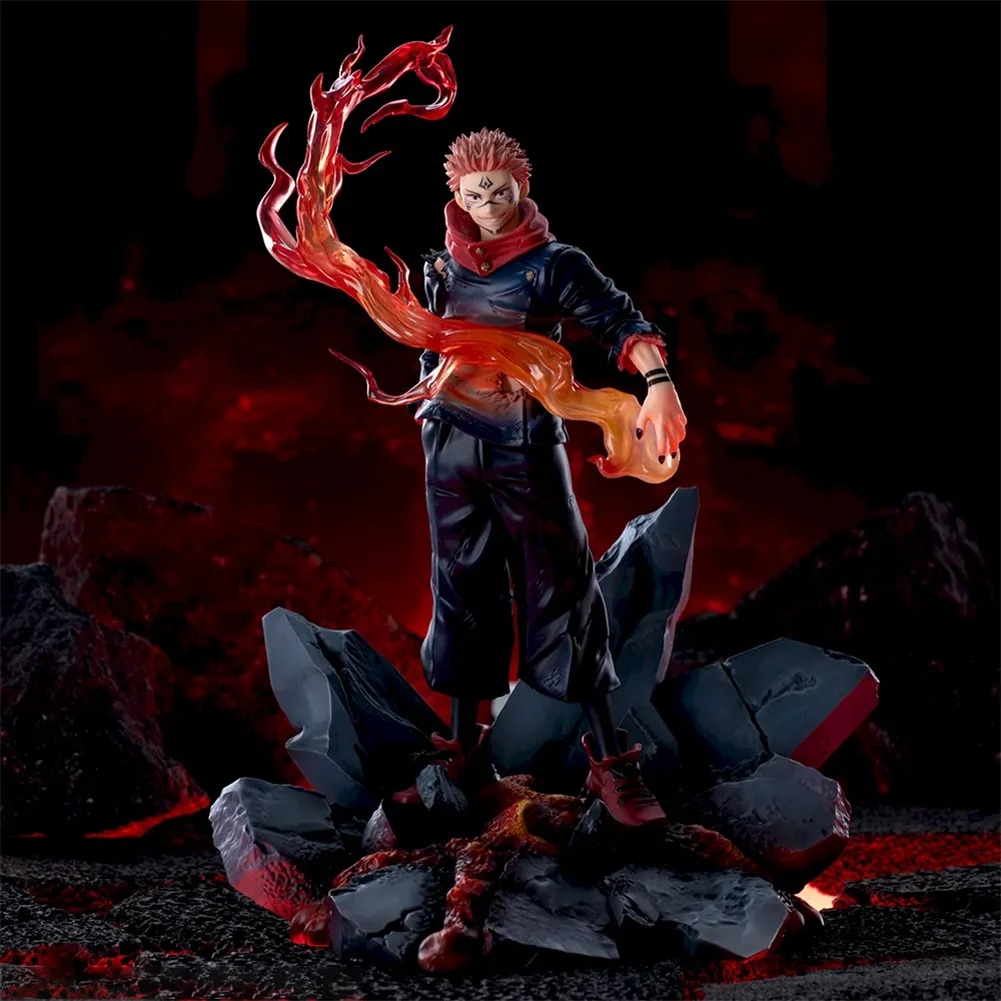 Figurine Ryomen Sukuna 18 cm – Jujutsu Kaisen | Effets de Flammes et Base Volcanique