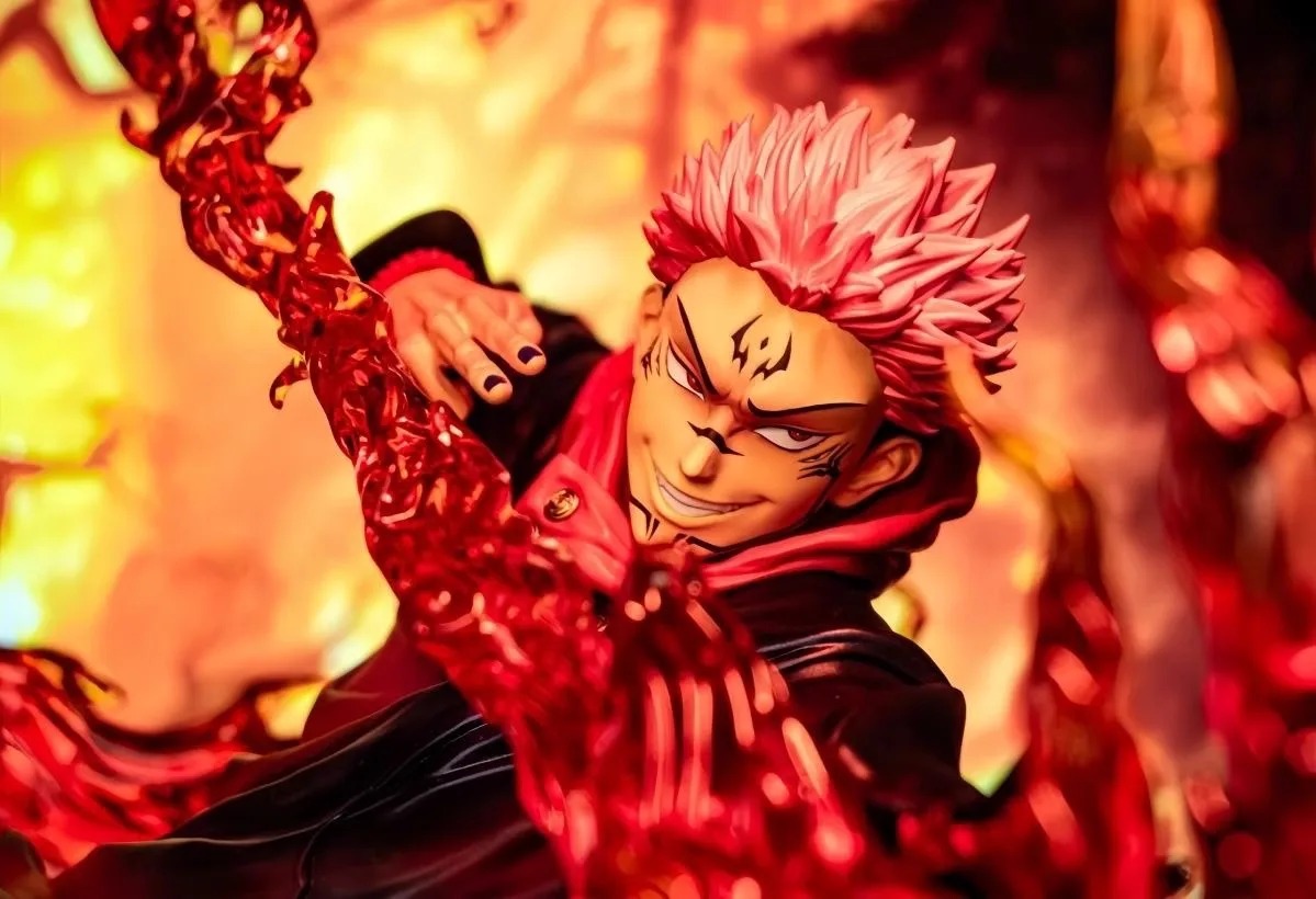 Figurine Ryomen Sukuna / Yuji Itadori 32 cm – Jujutsu Kaisen | Effets de Flammes et Base Volcanique – Image 6